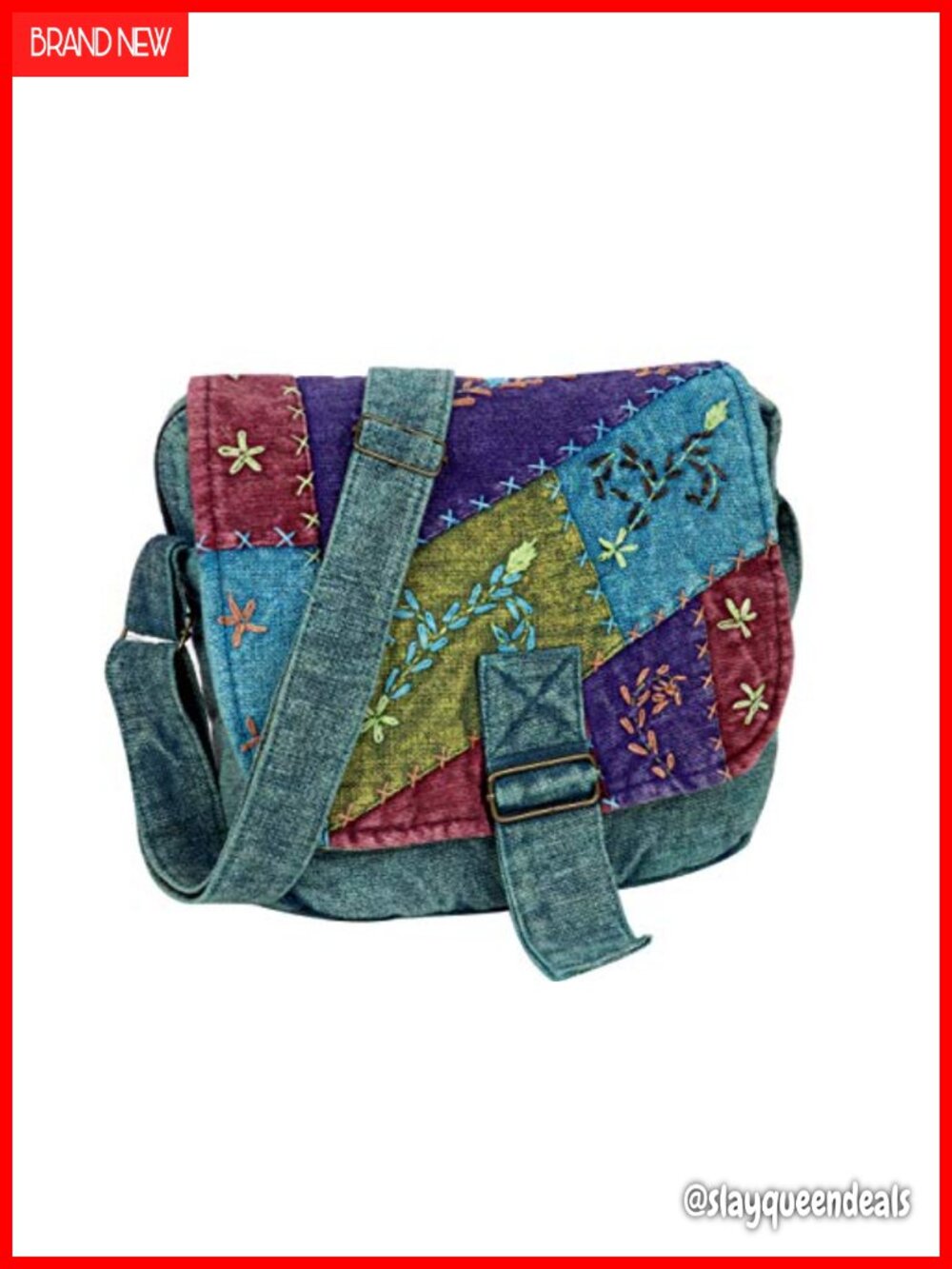 Handmade Cotton Patchwork Messenger Crossbody Boho Shoulder Bag Nepal